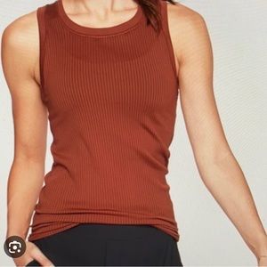 Athleta renew CYA ribbed tank top cinnamon brown